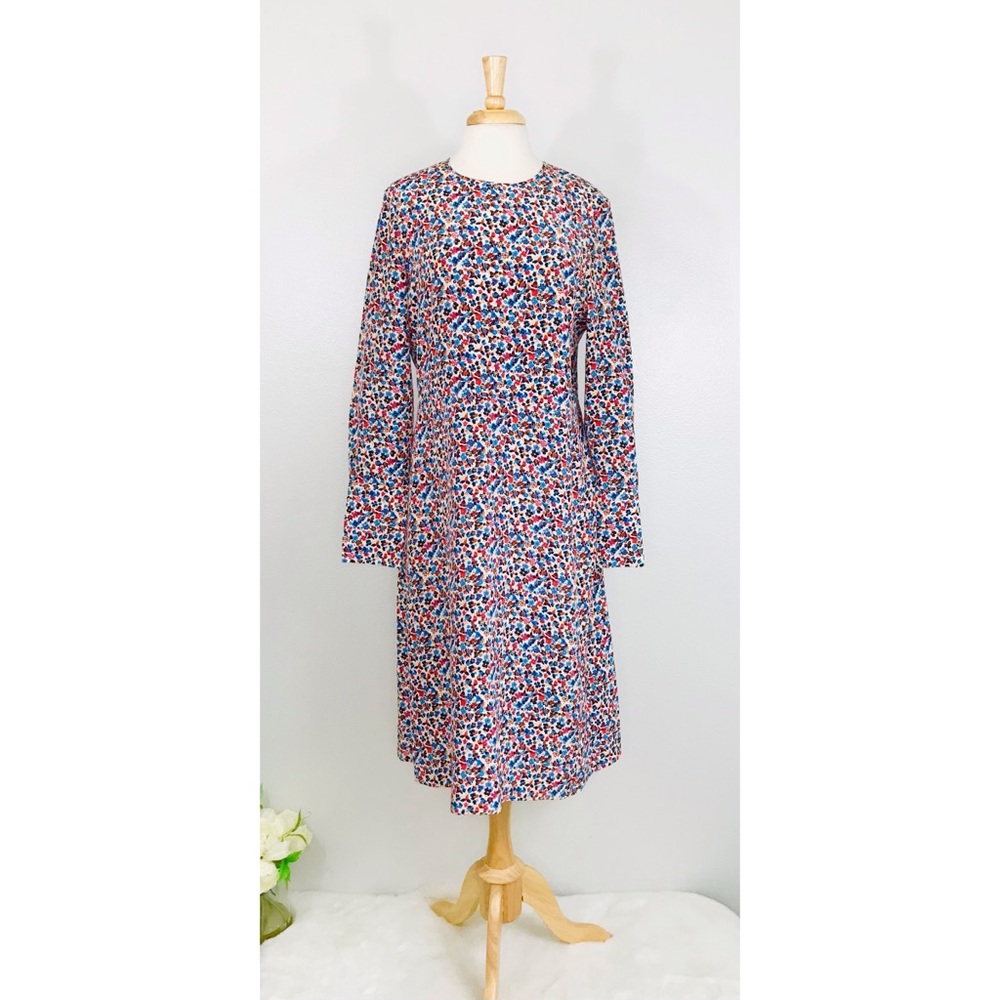 Tory Burch Casual Blue Silk Multi Floral Print Shirt Dress, 14